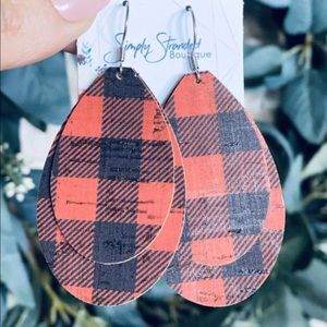 Buffalo Plaid Leather Earrings